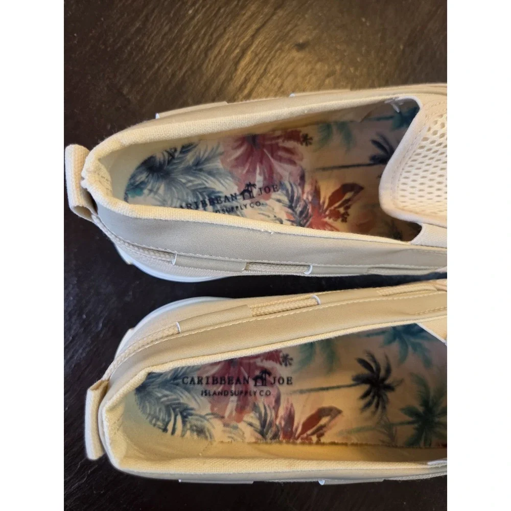 Caribbean Joe Men's Ryan Slip On Boat Sneaker Loafers Ivory Mesh Size 9 NEW!